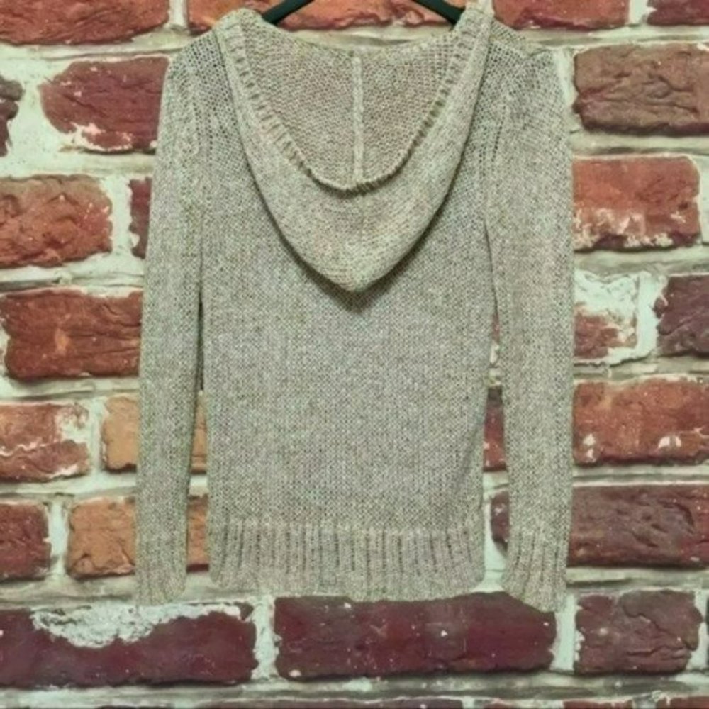 KENAR WOMEN’S OATMEAL PULLOVER HOODED KNIT SWEATER - Picture 3 of 7